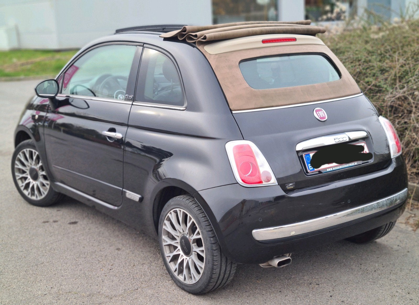 fiat 500 cabrio 12ess 2014.170mkm cuir rouge 5400€ ctok, Auto's, Fiat, Euro 5, Cabriolet, Zwart, Leder