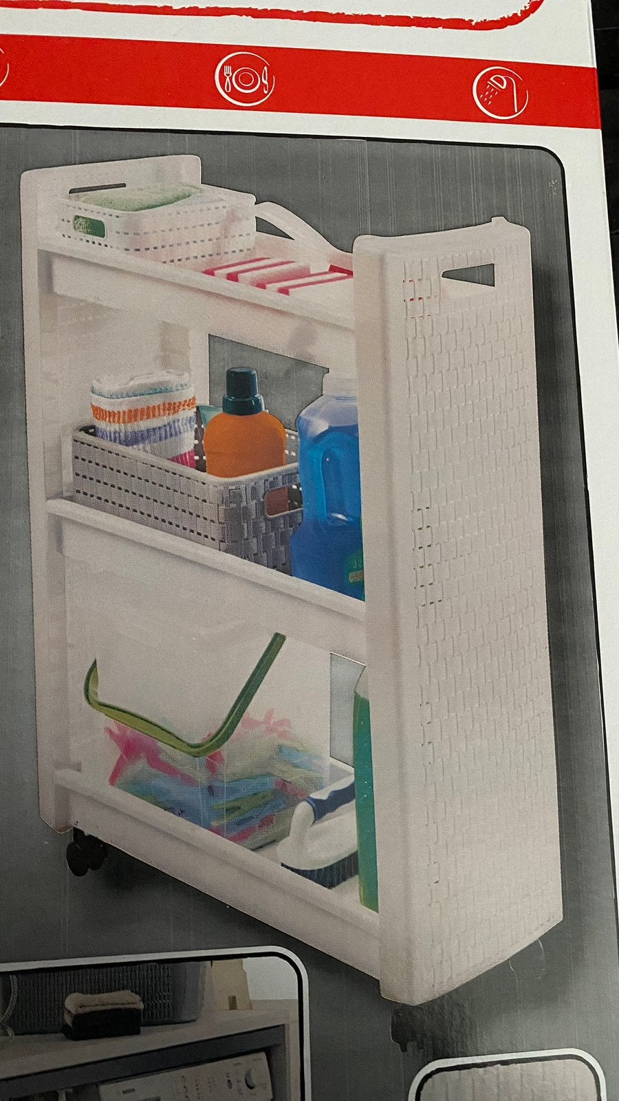 Meuble de rangement à roulette en pvc blanc, Enlèvement, Neuf