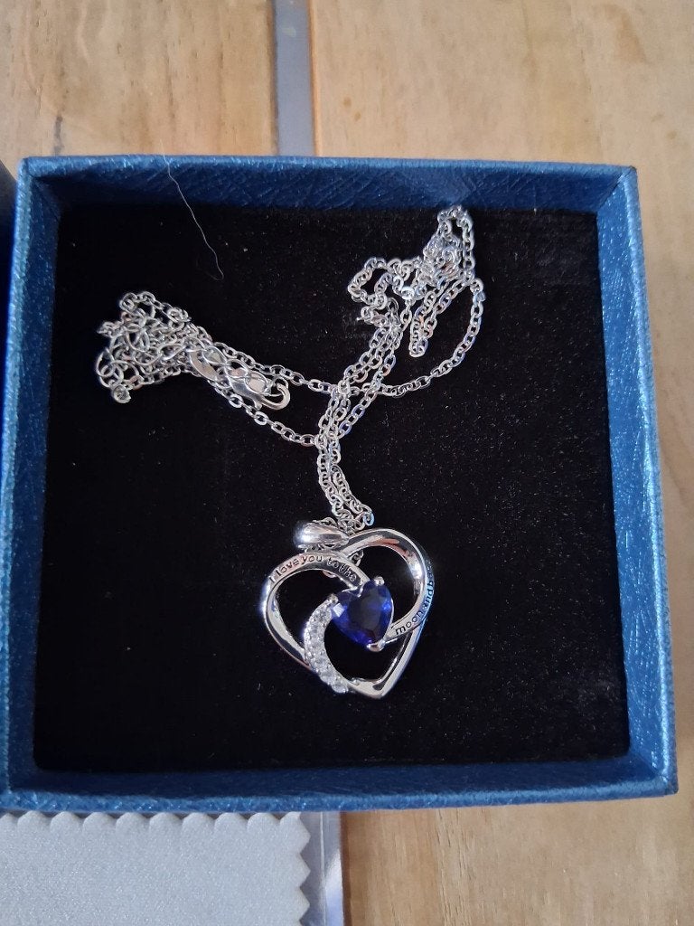 OHAYOO Hartketting – I Love You to the Moon and Back, Handtassen en Accessoires, Kettingen, Met hanger, Blauw, Onbekend, Nieuw