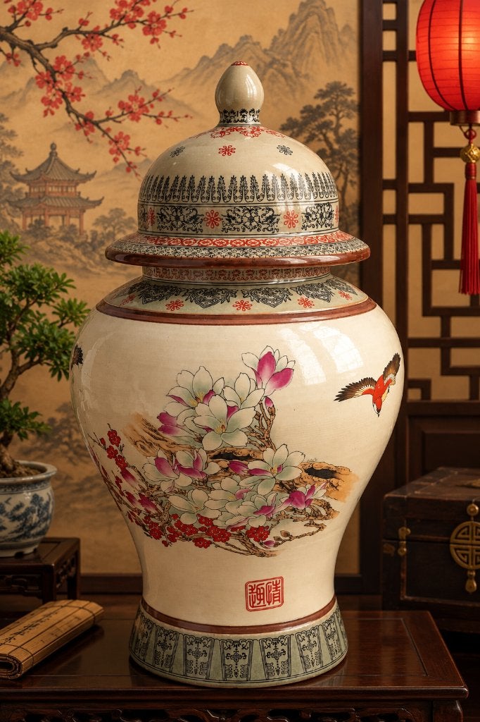 Bocal et couvercle en porcelaine chinoise, Enlèvement, Comme neuf, 58 cm