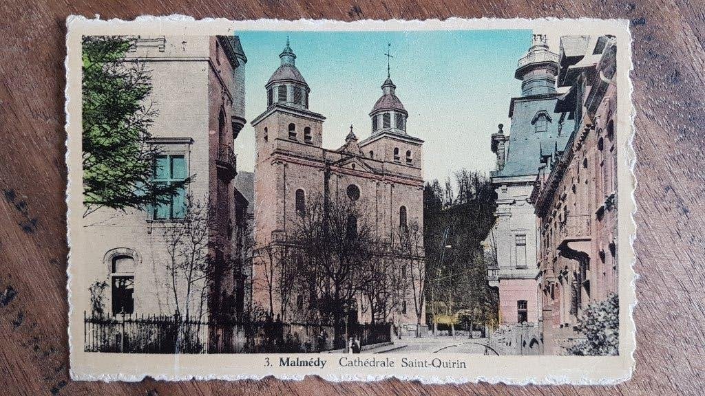 Carte postale Malmedy Cathédrale St-Quirin Service militaire, Enlèvement ou Envoi, 1940 à 1960, Affranchie, Liège