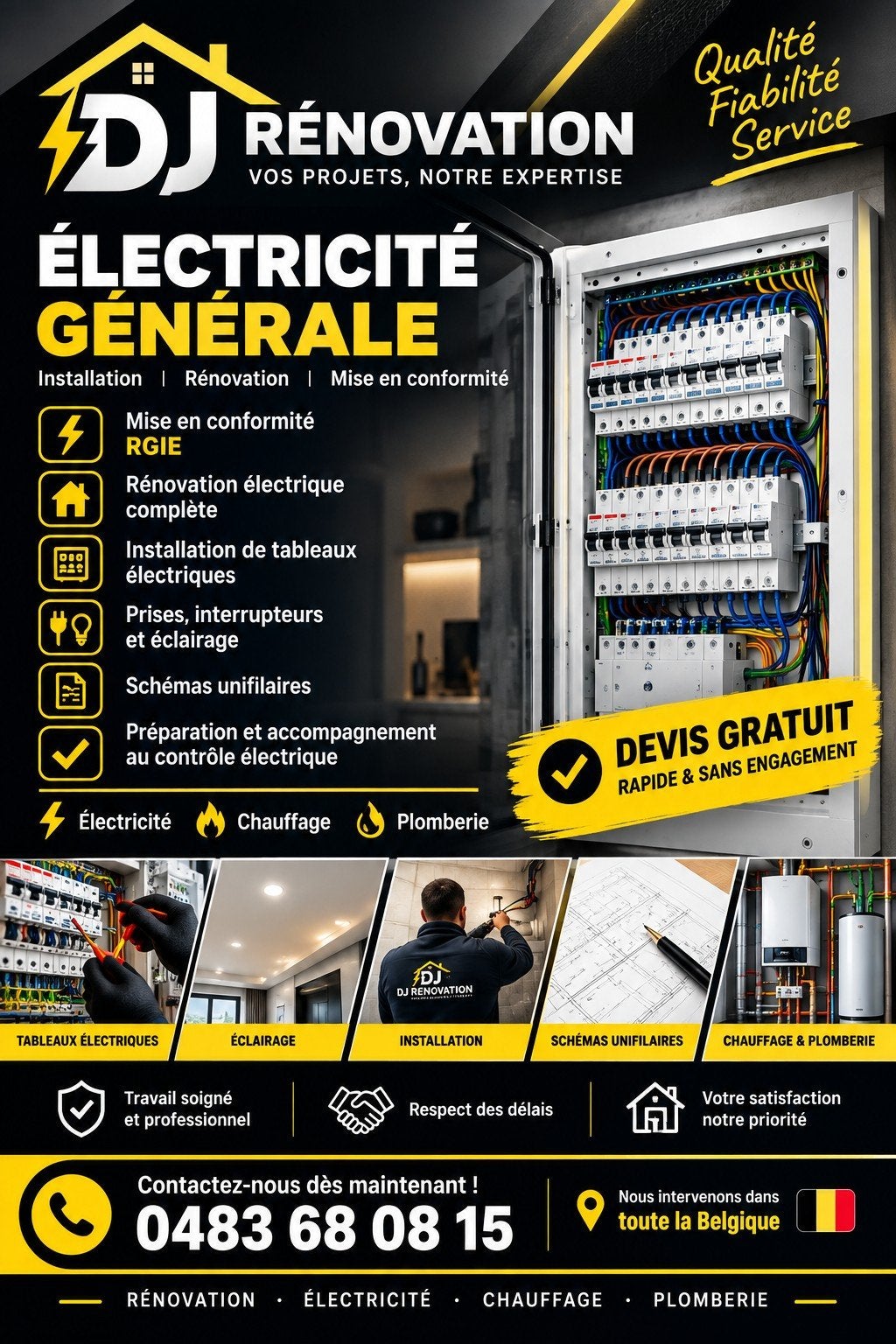 ÉLECTRICITÉ • CHAUFFAGE • PLOMBERIE, Bricolage & Construction, Enlèvement ou Envoi
