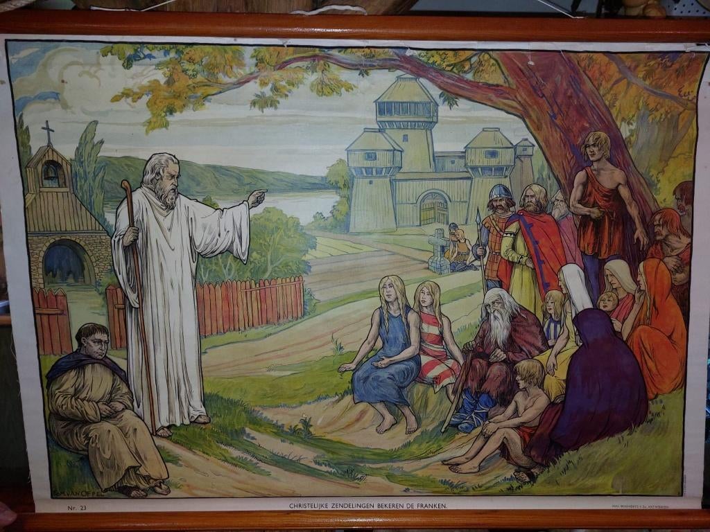 oude stoffen schoolkaart, jaren 1940-50, Enlèvement ou Envoi