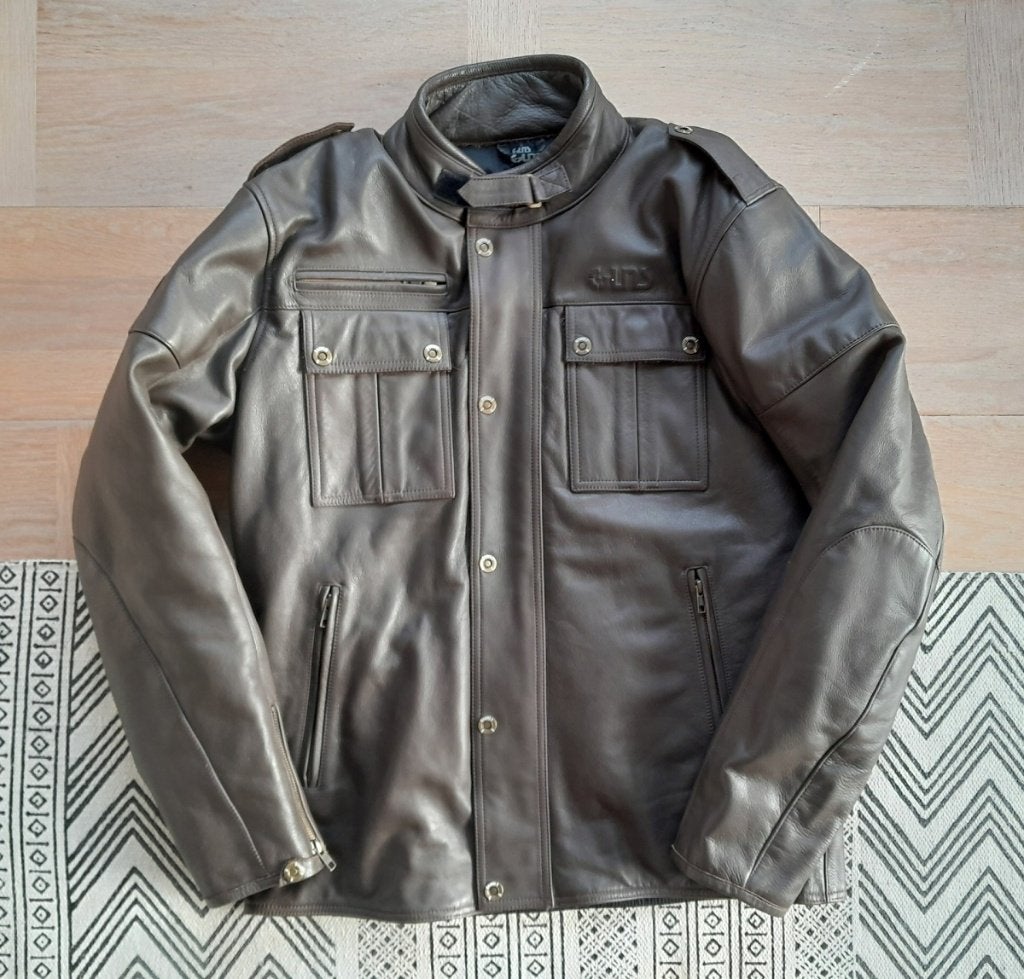 Veste moto en cuir haut de gamme GUNS style vintage - 54 XL, Seconde main, Enlèvement ou Envoi, Manteau | cuir, GUNS