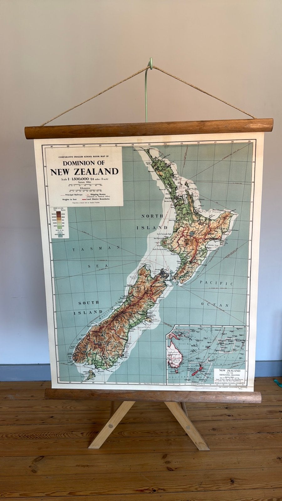 Kaart Nieuw Zeeland, Antiek en Kunst, Ophalen of Verzenden
