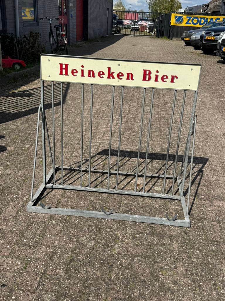 Heineken Bier oud reclame fietsenrek, Verzamelen, Ophalen, Gebruikt, Reclamebord, Plaat of Schild, Heineken