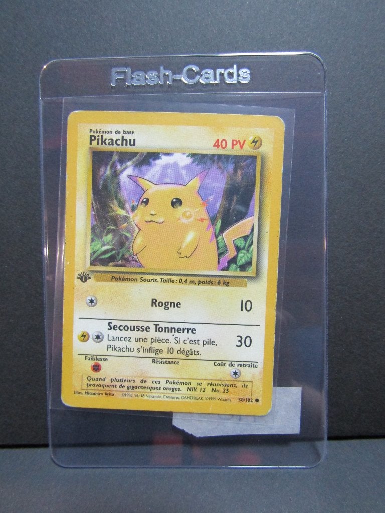 Pikachu 58/102 1st edition Base set Frans, Hobby en Vrije tijd, Ophalen, Losse kaart