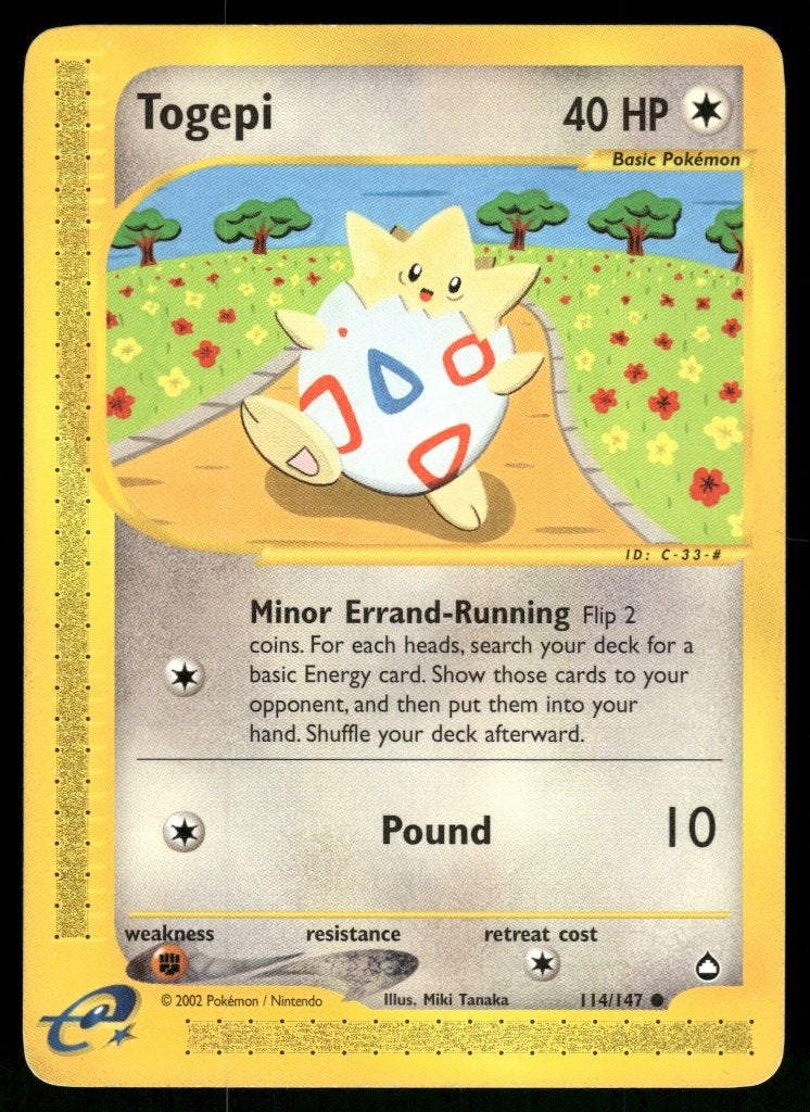 Togepi 114/147 - Aquapolis (NM), Envoi, Utilisé
