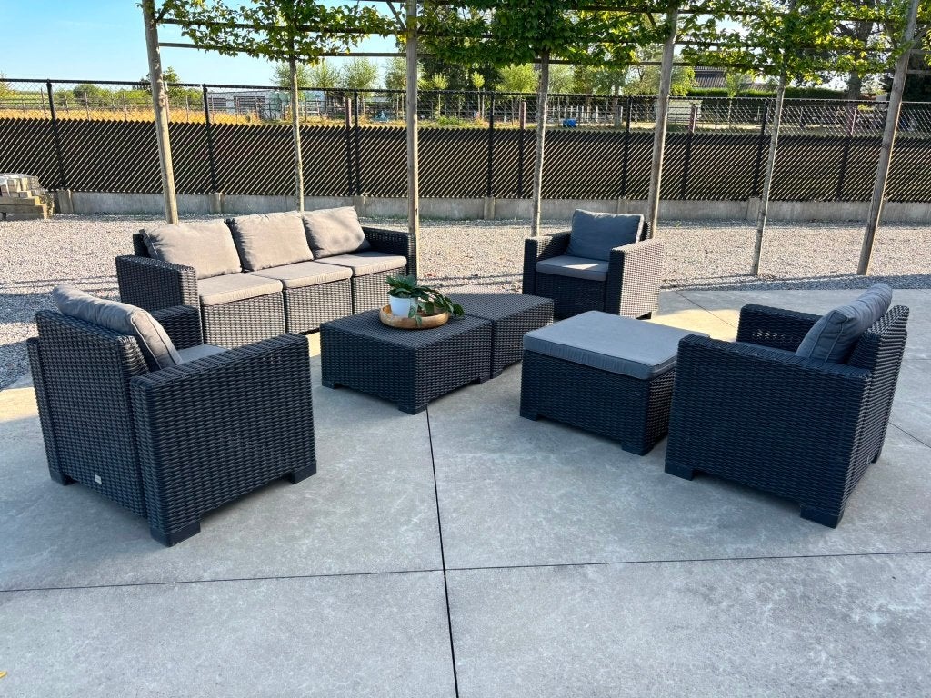 Prachtige Allibert loungeset (Moorea + California) – grafiet, Tuin en Terras, Ophalen, Kunststof, Gebruikt, 6 zitplaatsen