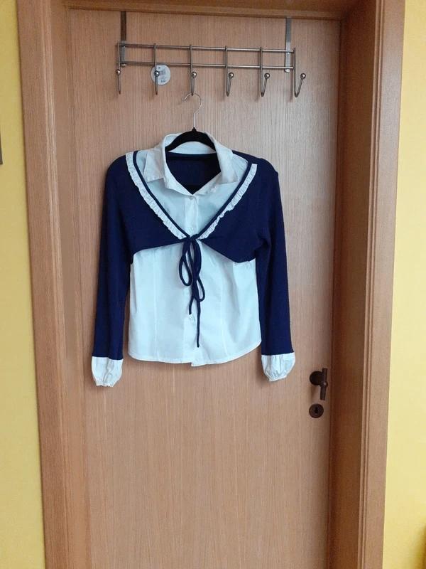 Wit/paars shirt + bolero — 36/38, Sans marque, Wit, Ophalen of Verzenden, Maat 36 (S)