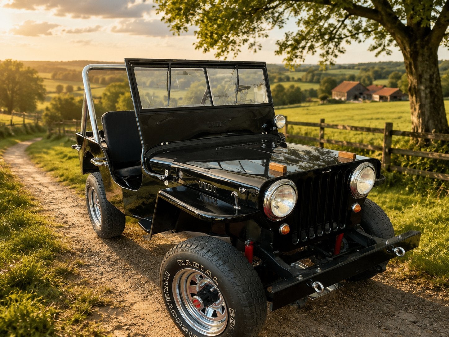 Willy jeep cj3, Auto's, Stof, 4 cilinders, Zwart, Handgeschakeld