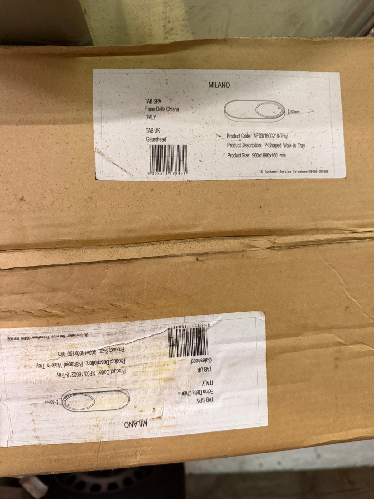SET VAN 2 ITALIAANSE DOUCHES TAB SPA „MILANO” VERPAKKING, Ophalen, Zo goed als nieuw, Glas, Douche