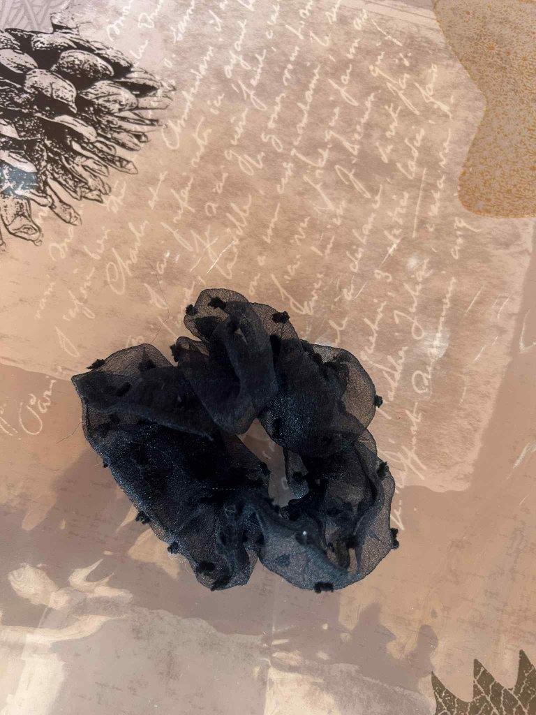 Chouchou noir transparent avec cœur, Ophalen, Zo goed als nieuw, Haarspeld