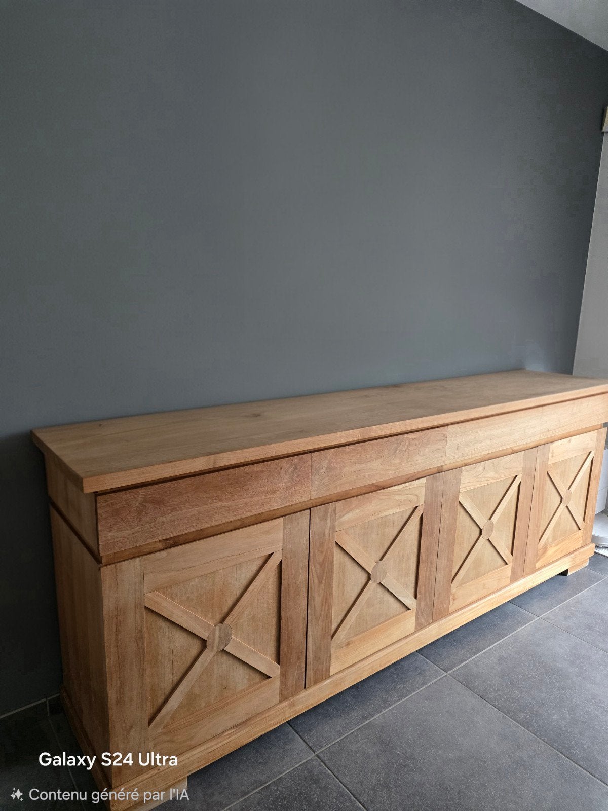 Bahut salle a manger teck, Maison & Meubles, Teck, 25 à 50 cm, 200 cm ou plus, Comme neuf