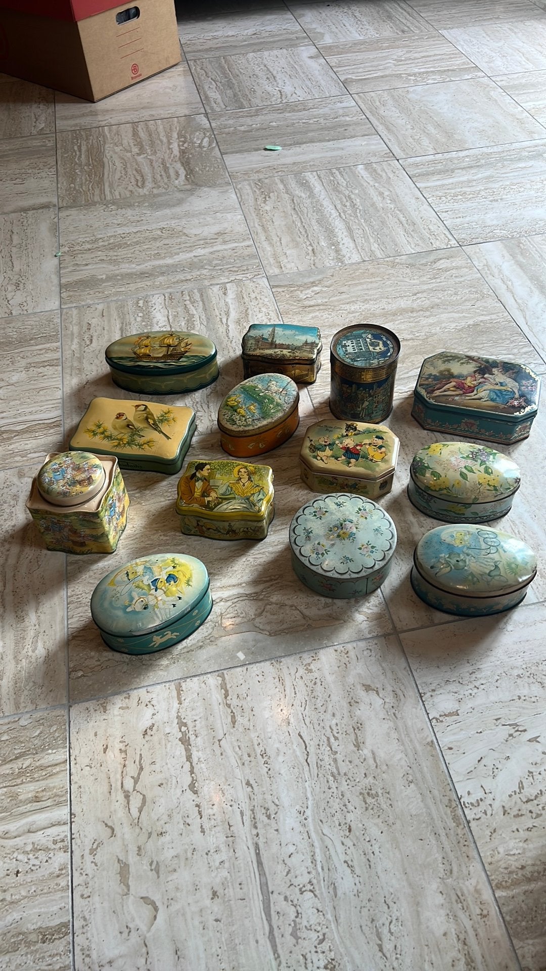 Lot vintage blikken dozen, Antiquités & Art, Curiosités & Brocante, Enlèvement