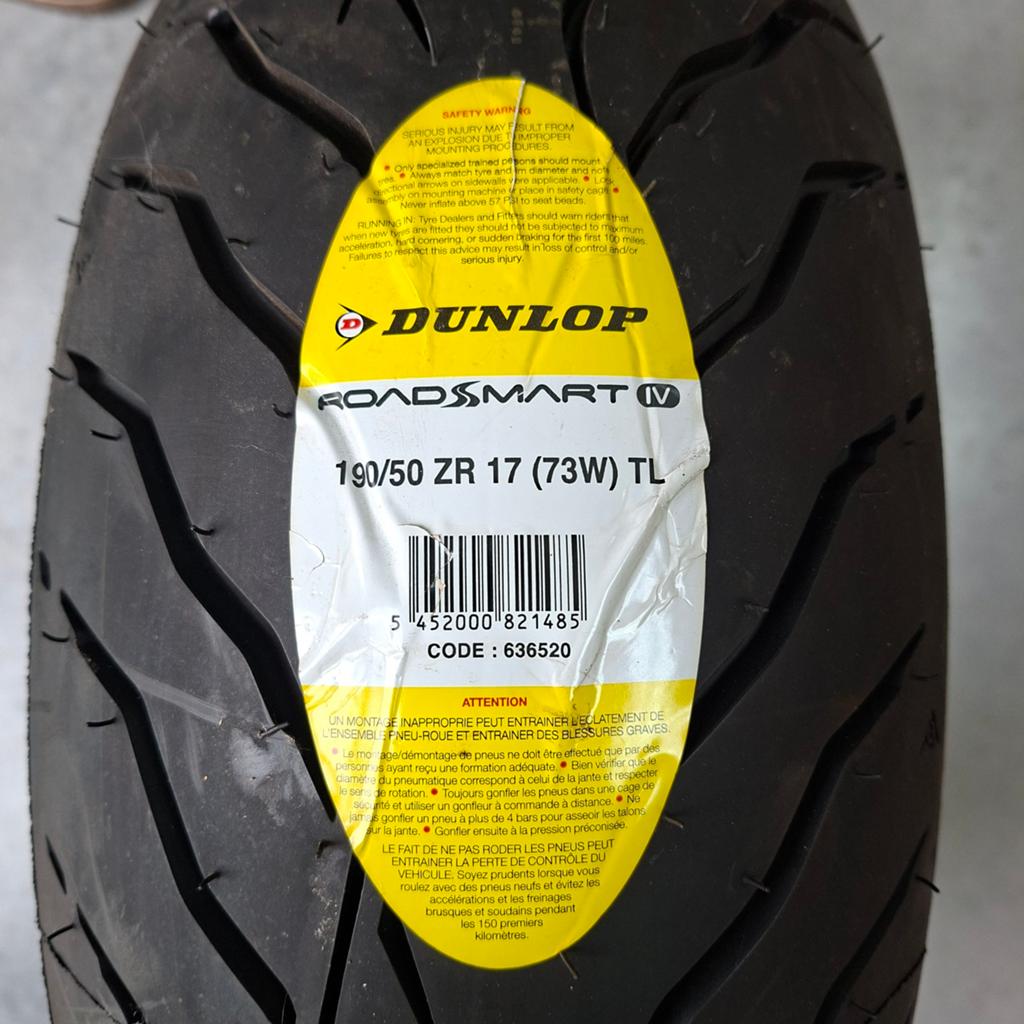 190/50ZR17 (73W) DUNLOP Roadsmart IV sportmax motoband, Ophalen