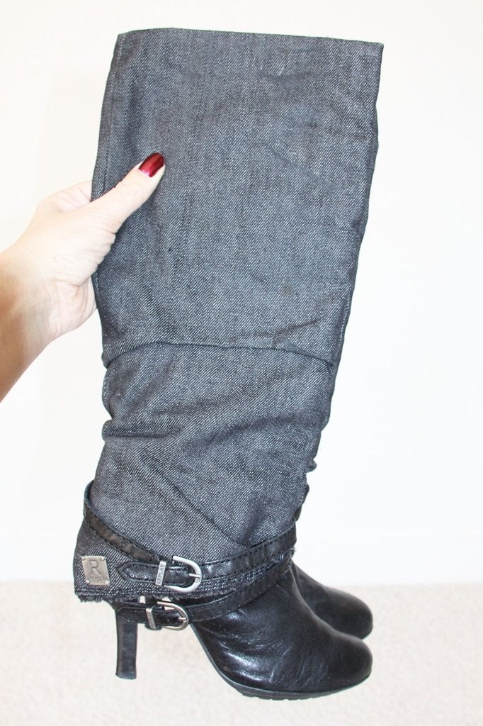 Belles bottes Replay (tissu/cuir) -s6 (taille 36) €65, -, Autres couleurs, Replay, Comme neuf, Bottes hautes