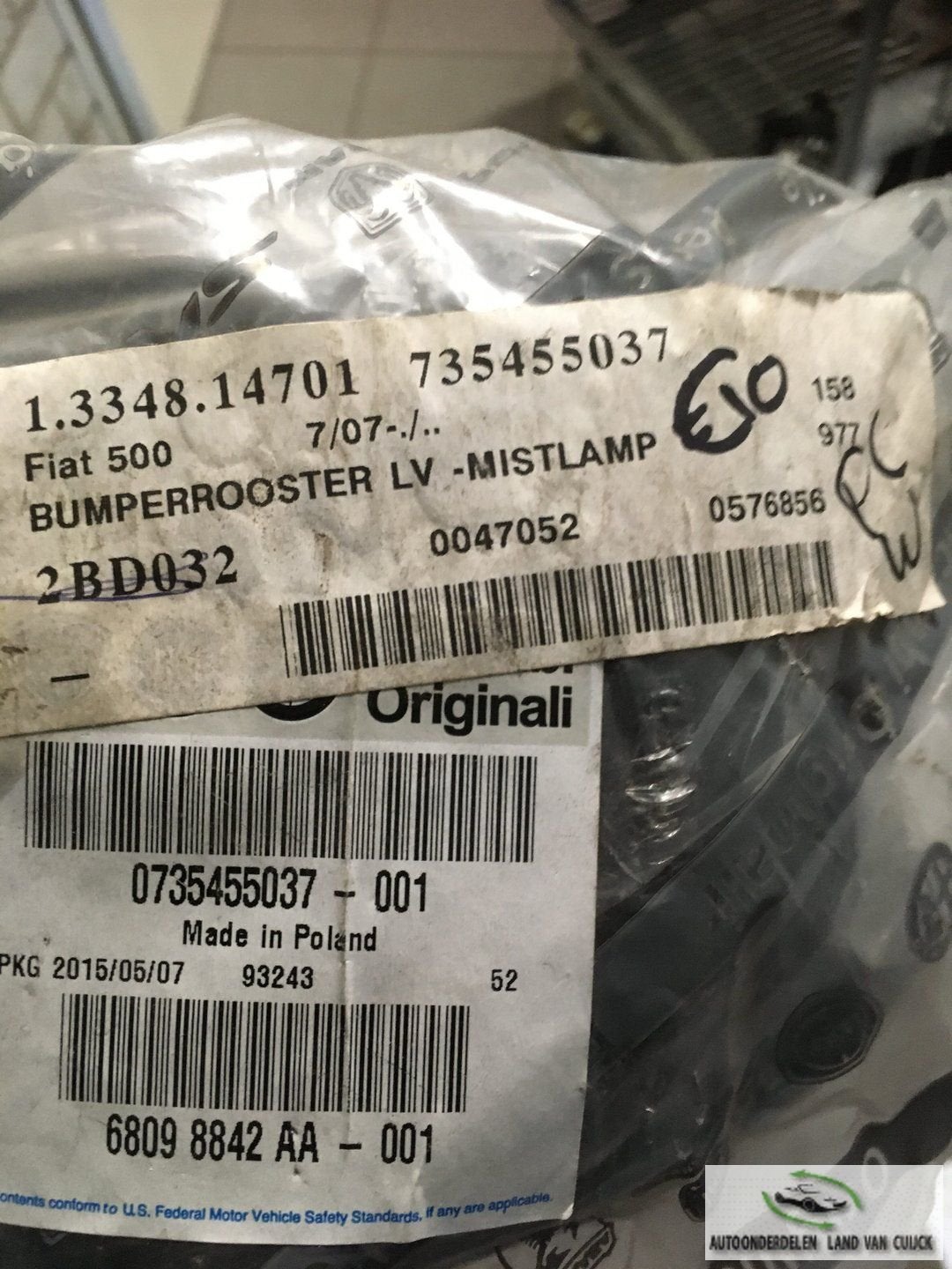 Fiat 500  2015 bumperrooster  Mistlamp linksvoor, Autos : Pièces & Accessoires, Neuf, -, -, -
