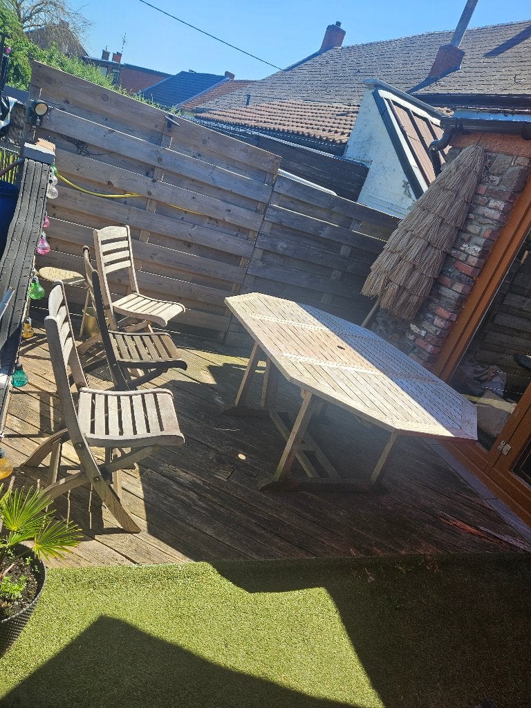 Table de jardin en bois retractable, Ophalen, Gebruikt, Hout