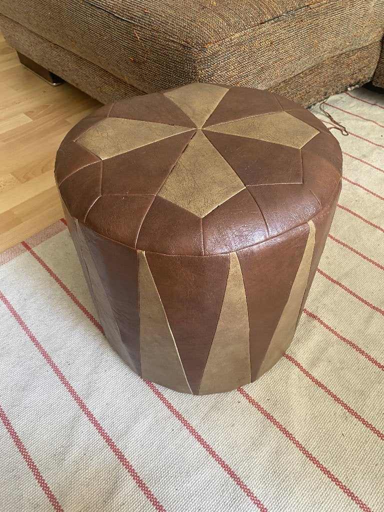 Vintage poef, Huis en Inrichting, Ophalen, Minder dan 50 cm, Rond, Minder dan 50 cm