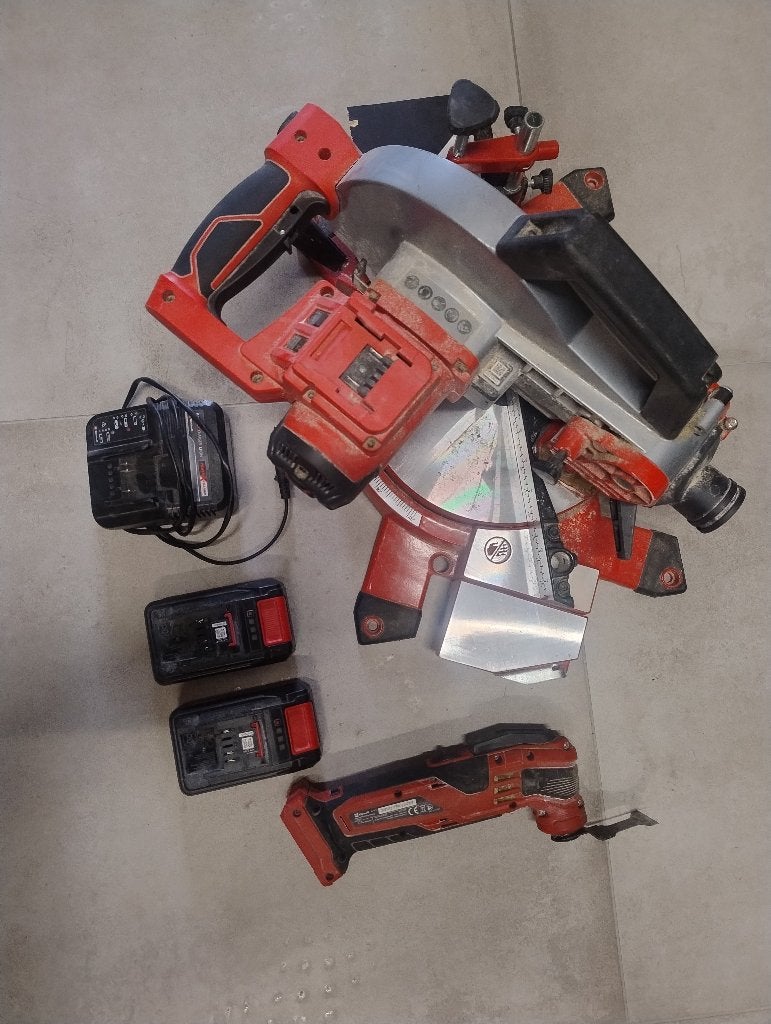 Einhell accu afkortzaag en multitool, Enlèvement, Comme neuf, Scie à onglet
