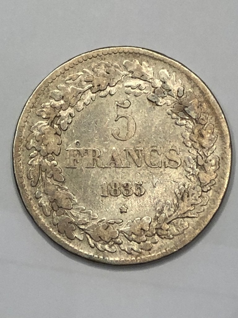 Munt zilver België 5 FR Leop I gelauwerd jaar 1835 pos B, Postzegels en Munten, Zilver, Ophalen of Verzenden, Losse munt, Zilver