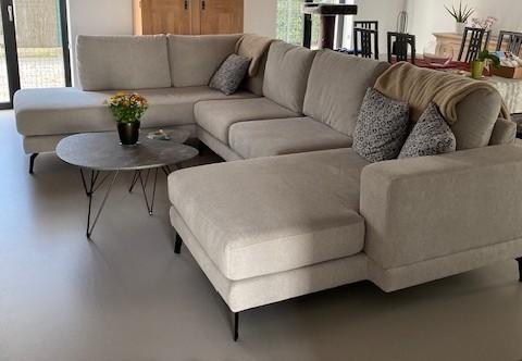 Te koop U-salon beige 2,20 x 3,50 x 1,50 m, Ophalen, Gebruikt, Stof