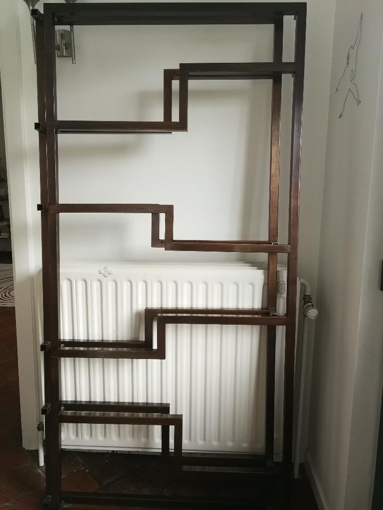 bibliothèque vintage room divider rek verre glazen, Huis en Inrichting, Ophalen, Gebruikt, 150 tot 200 cm, 25 tot 50 cm