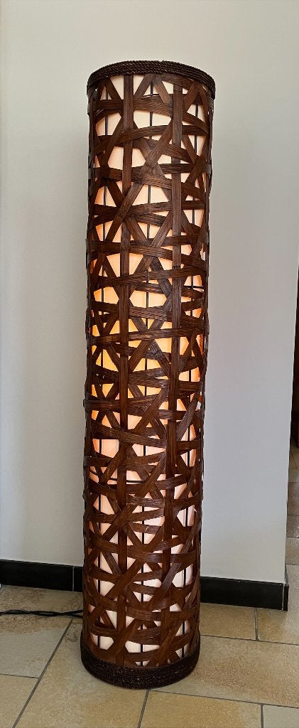 kolomlamp, Ophalen, 100 tot 150 cm, Natuurlijk materiaal, E27 (groot)