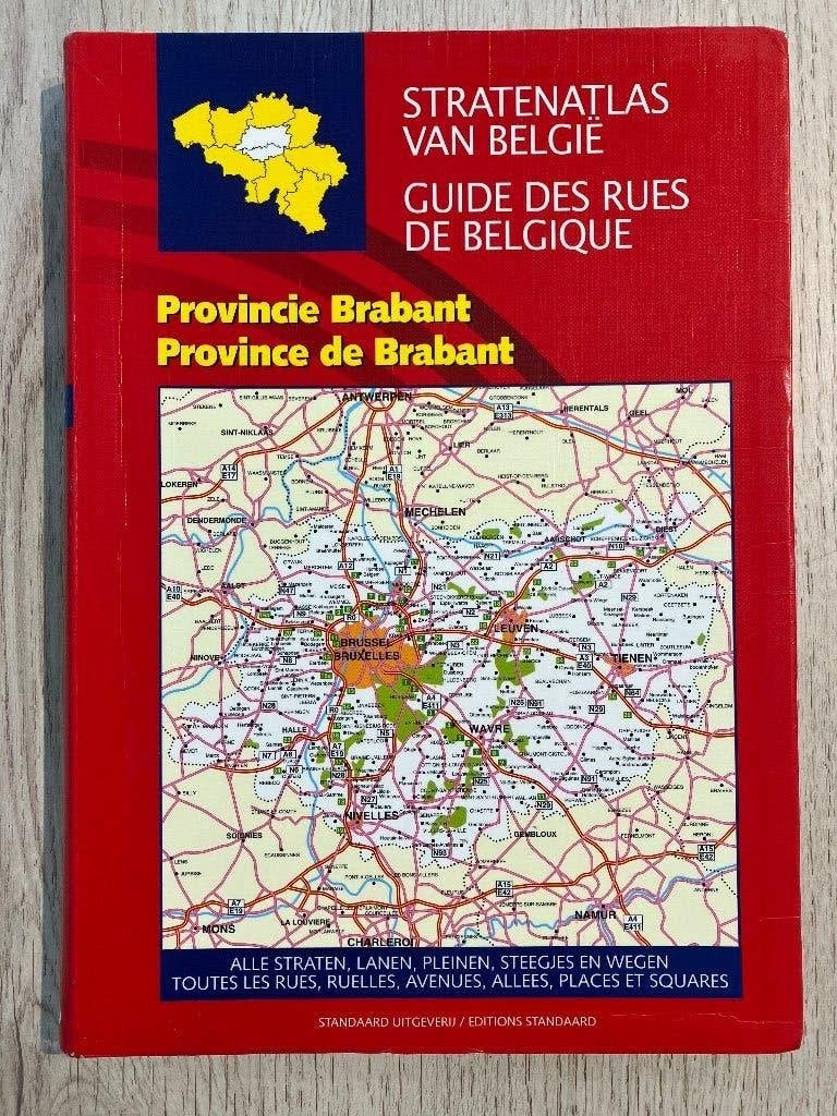 STRATENATLAS VAN BELGIË PROVINCIE BRABANT, Boeken, Atlassen en Landkaarten, Ophalen of Verzenden, Standaard uitgeverij, 1800 tot 2000