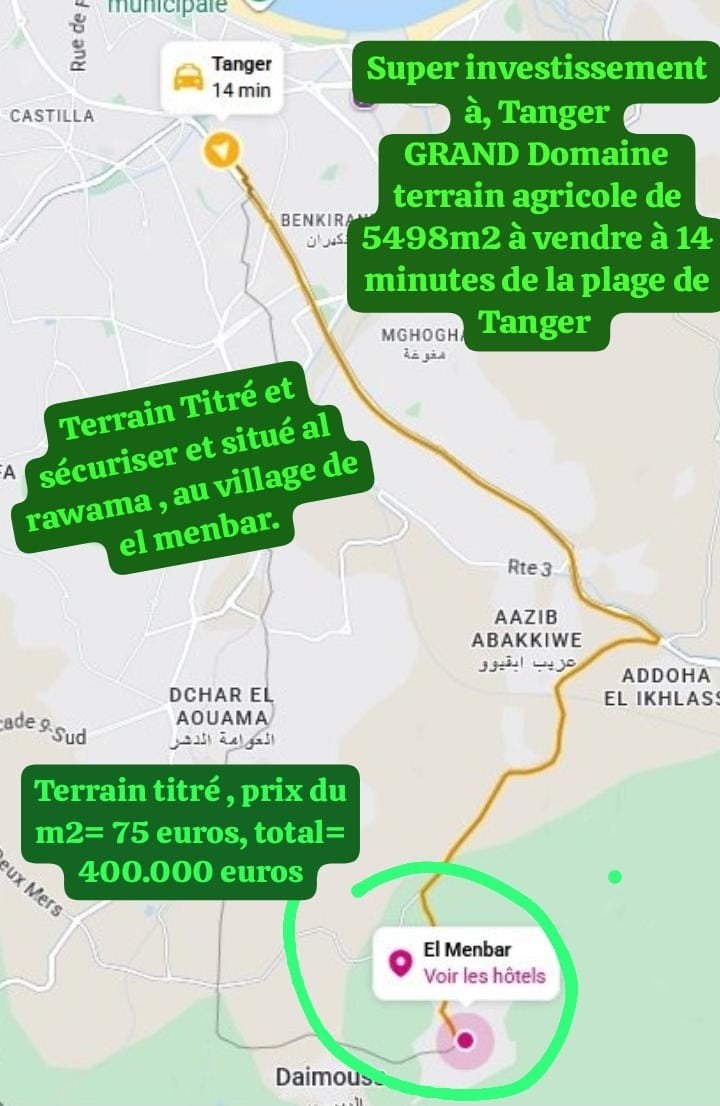 Investeringsmogelijkheid in goud in Tanger, Immo, Tanger Maroc, Verkoop zonder makelaar, 1500 m² of meer