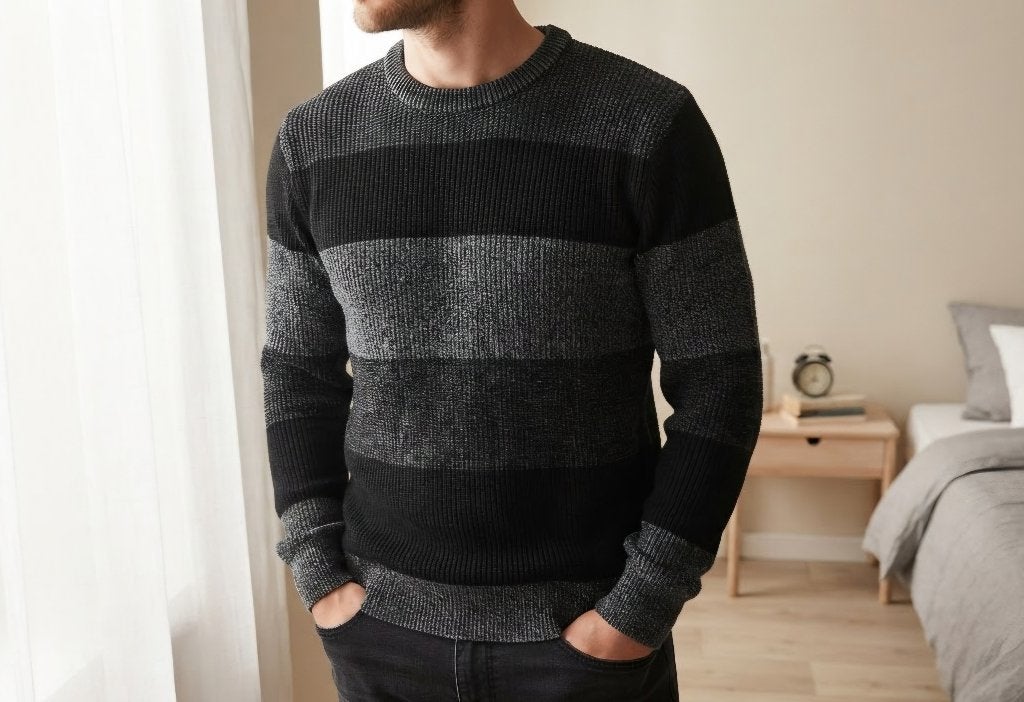 Pull rayé texturé Angelo Litrico – Style streetwear, C&A, Porté, Taille 48/50 (M), Noir