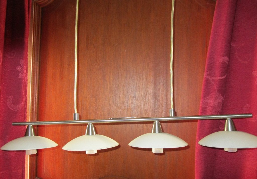 moderne luchter 4 hanglampen, Ophalen, Zo goed als nieuw, Glas, Modern