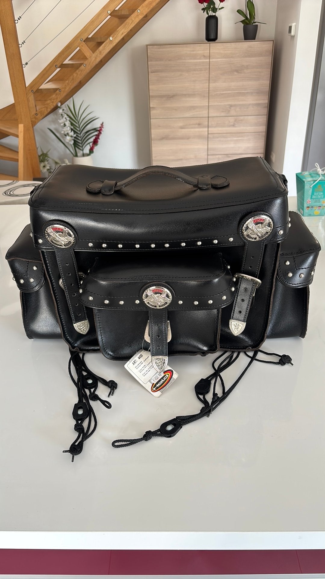 HELD lederen zadeltas, zwart, art. 4490, Chopper, Motoren, Accessoires | Koffers en Tassen, Ophalen, Zo goed als nieuw