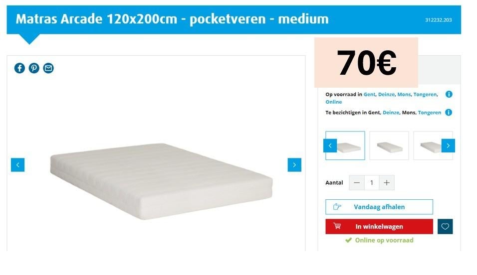 Mattress 120x200 cm, Ophalen