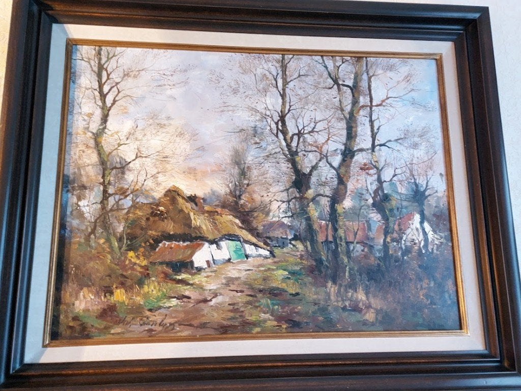 schilderijen, Antiquités & Art, Peinture à l'huile, Paysage, Enlèvement, Encadré