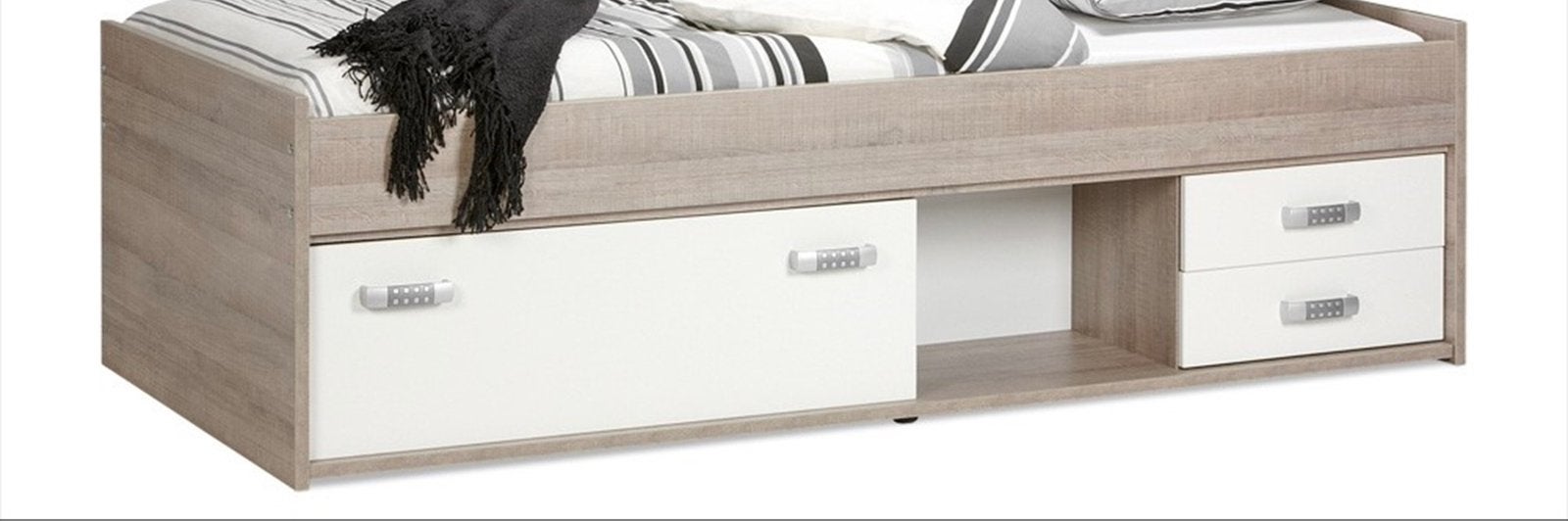 Eénpersoonsbed met opbergruimte, Huis en Inrichting, Slaapkamer | Bedden, Ophalen, Gebruikt