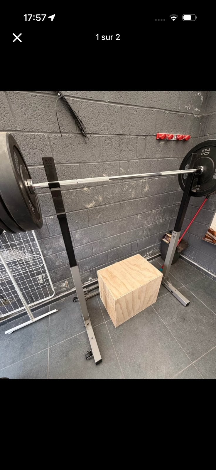 Barre olympique avec poids, Sports & Fitness, Enlèvement, Comme neuf
