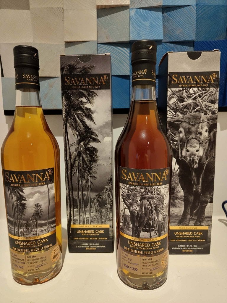 Lot rhum Savanna Unshared Cask Belgium & Réunion, Collections, Vins, Enlèvement ou Envoi, Neuf, Autres types, Pleine