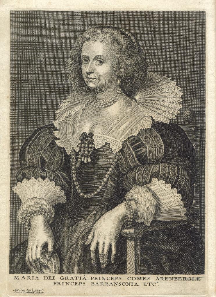 A. Lommelin naar v Dyck gravure "Maria Hertogin van Arenberg, Antiek en Kunst, Ophalen