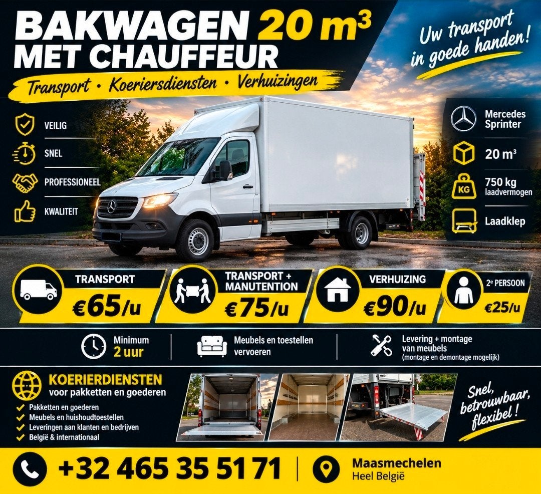 BAKWAGEN MET CHAUFFEUR – 20 m³

Limburg Verhuis Transport, Vacatures