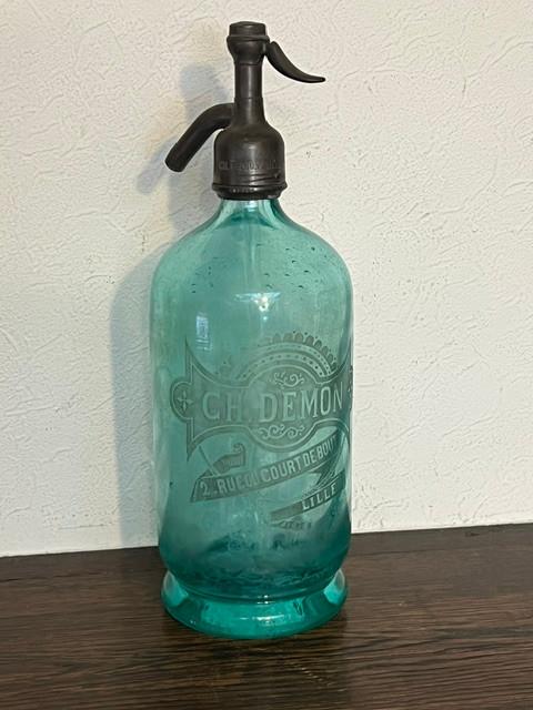 Bouteille à siphon bleue de la brasserie Ch Demon à Lille, Antiquités & Art, Enlèvement