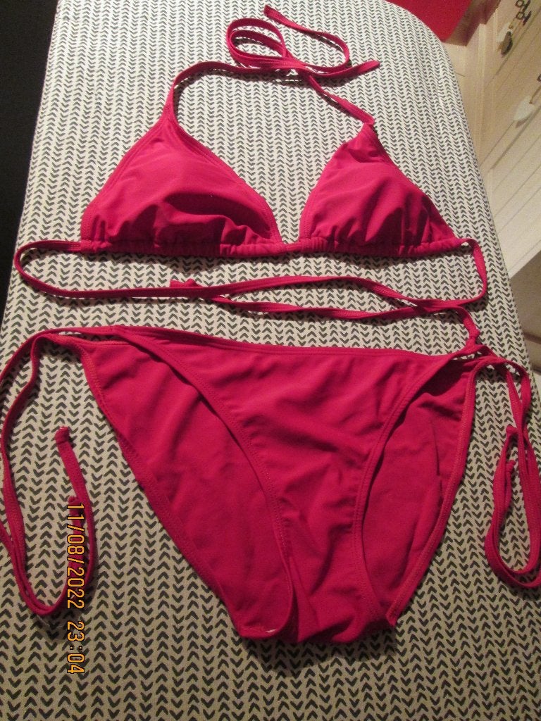 Bikini complet rouge (2 pièces) Taille : L, Rouge, H&M, Comme neuf, Enlèvement