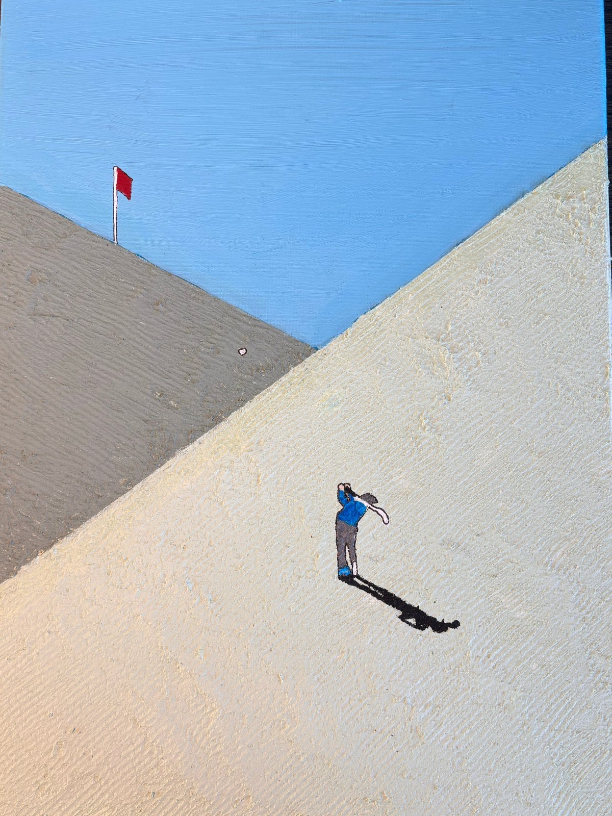 Schilderij van golfer, Antiek en Kunst, Ophalen of Verzenden