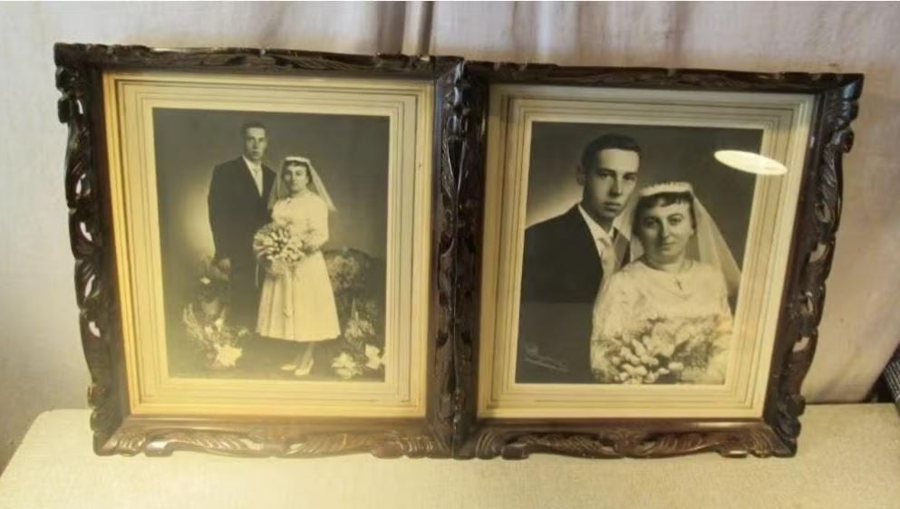 2 cadres photo Artdeco anciens en bois - 42x37/35x30, Enlèvement ou Envoi, Comme neuf, Cadre photo standard, Bois