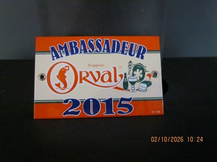 ORVAL plaque ambassadeur 2015, Ophalen of Verzenden, Nieuw, Reclamebord, Plaat of Schild, Overige merken