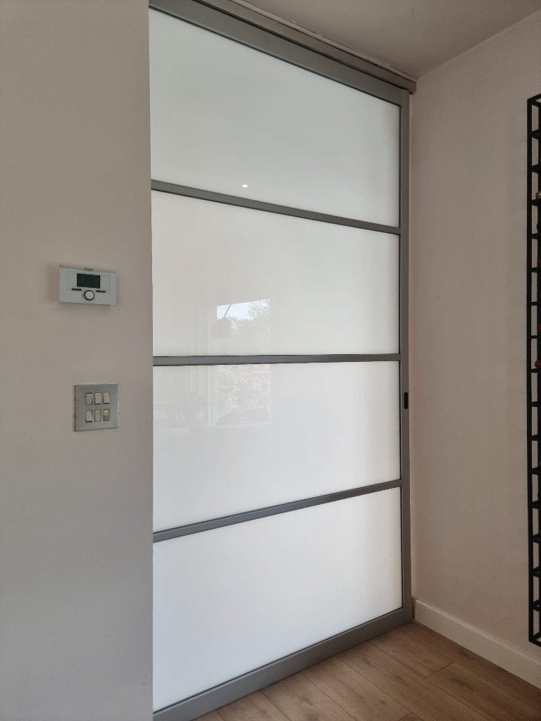 Schuifdeur binnen Alu frame - schuifrail plafond, Doe-het-zelf en Bouw, Overige typen, Aluminium, Zo goed als nieuw, 150 tot 225 cm