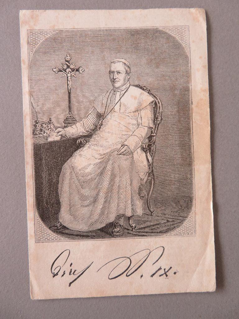 1859 druk Casterman religieus prentje Paus Pius IX, Verzenden, Zo goed als nieuw, Kaart of Prent, Christendom | Katholiek