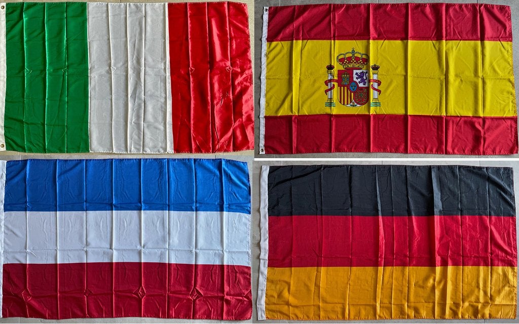 Italiaanse, Nederlandse, Franse en Spaanse vlag, Ophalen of Verzenden, Nieuw