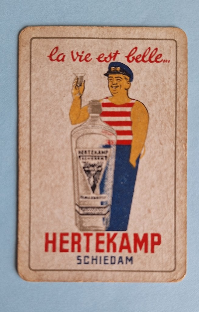 Speelkaart Hertekamp Schiedam_wit blauw rood_292, Verzamelen, Ophalen of Verzenden, Gebruikt, Speelkaart(en)